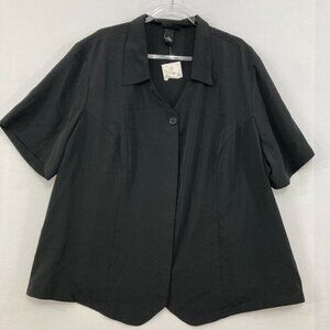 New Maggie Barnes size 3X Black Short Sleeve Button Down Office Minimalist